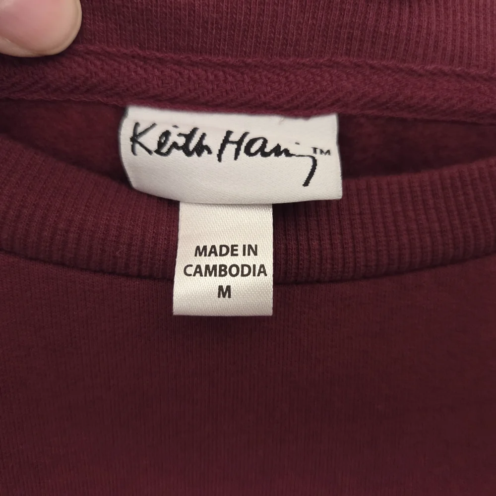 Keith Haring Sweatshirt Iconic Barking Dog Print Women's Medium Red And White - Picture 5 of 7